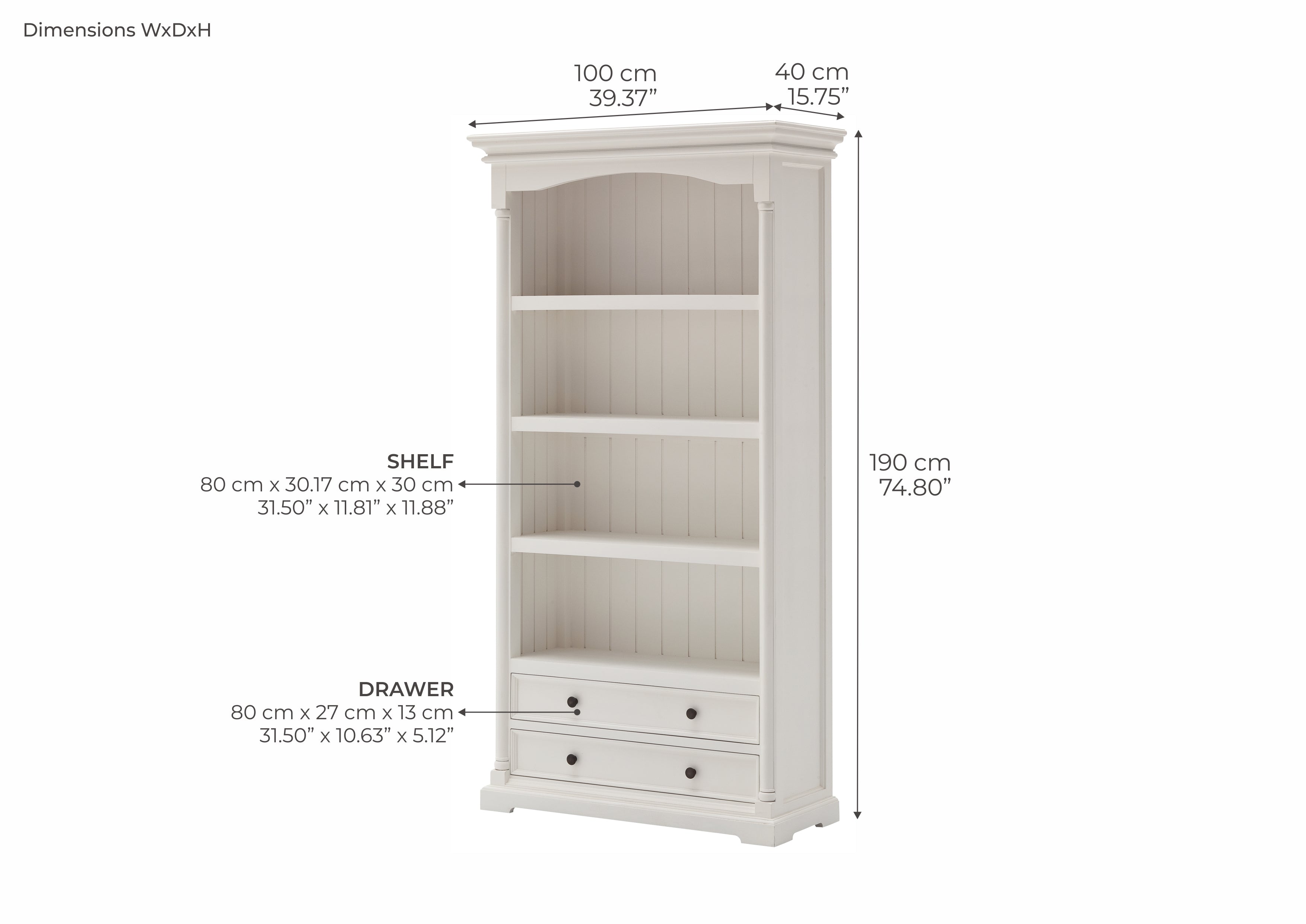 Bücherregal Provence – Weiß