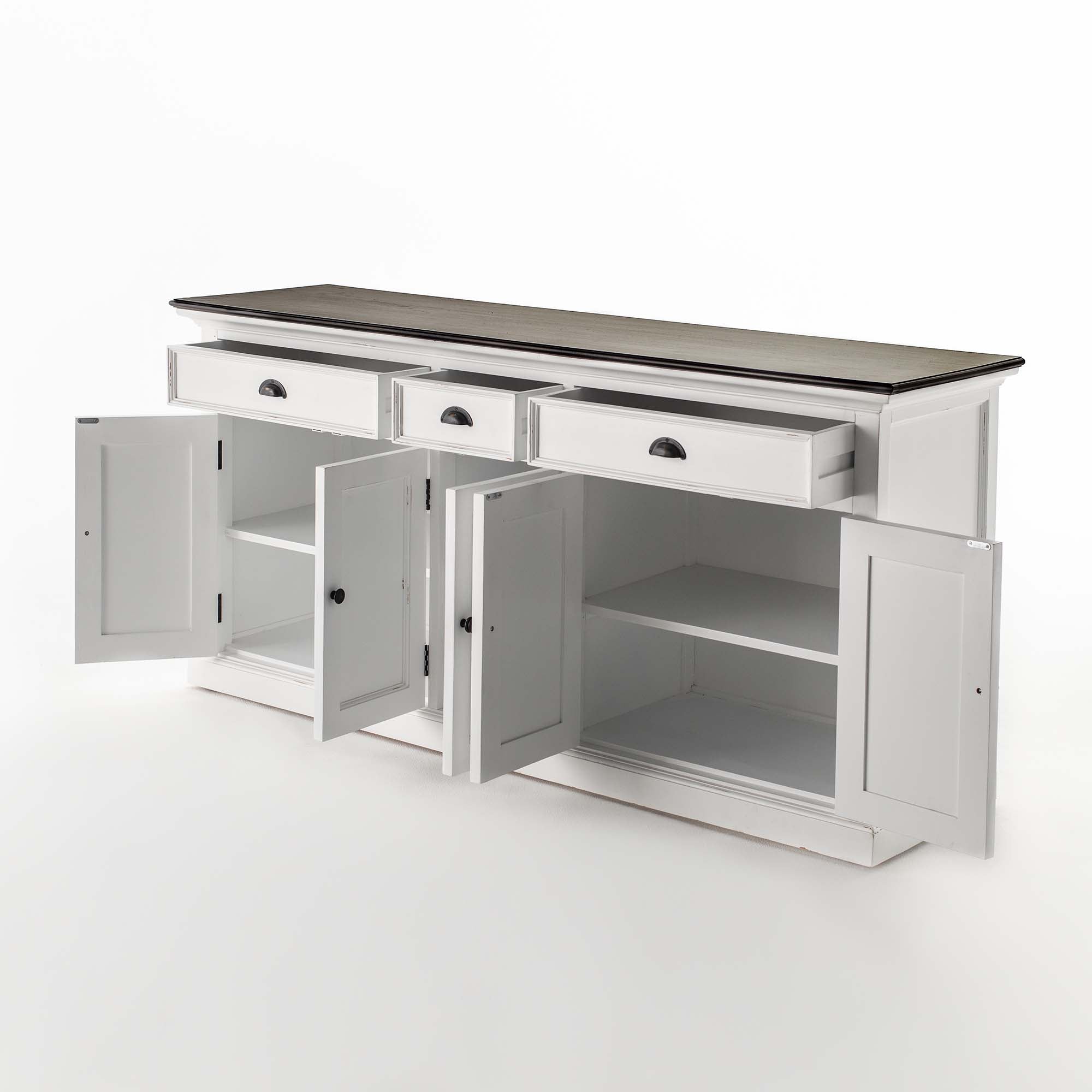 Halifax Accent Sideboard mit 3 Schubladen und 5 Türen – Weiß gewischt & Dunkelbraun