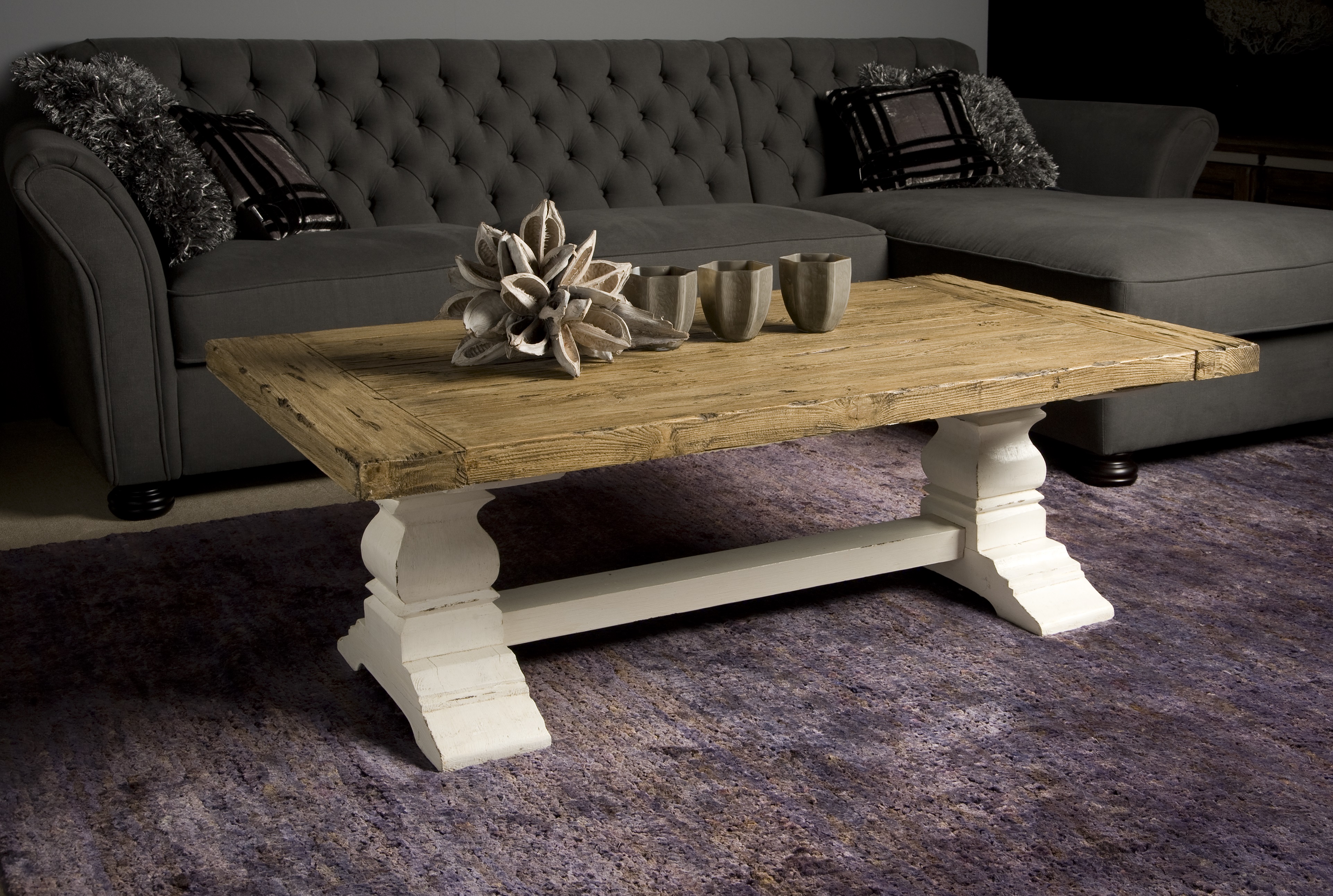 Couchtisch Landhaus 135 × 75 cm, alte Kiefer