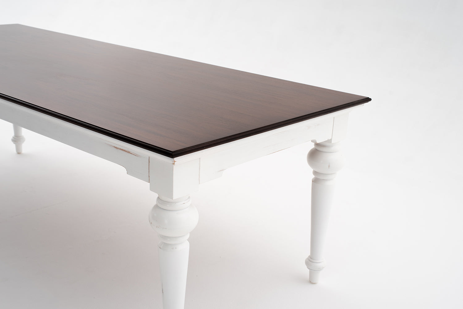 Esstisch Provence Accent 240 cm – Weiß mit dunkelbrauner Tischplatte