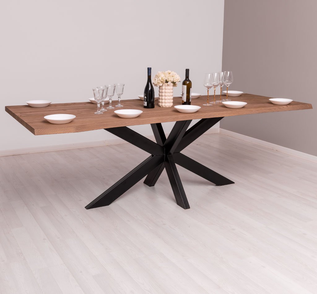 Esstisch Luberon mit Nadelholzplatte und Metallgestell, 240 x 100 cm