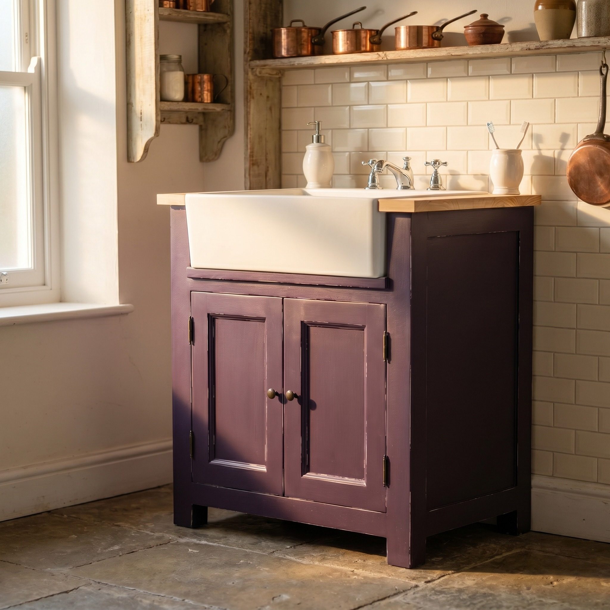 Waschbeckenschrank im Shabby Chic - in vielen Farben erhältlich!