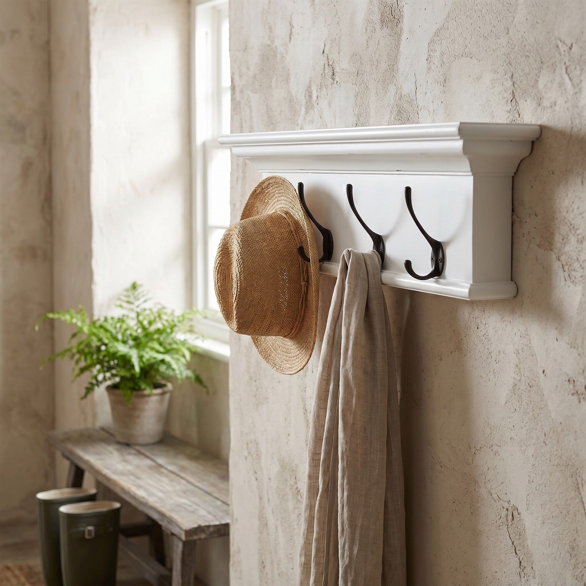 Halifax Wandgarderobe mit 4 Haken – Weiß