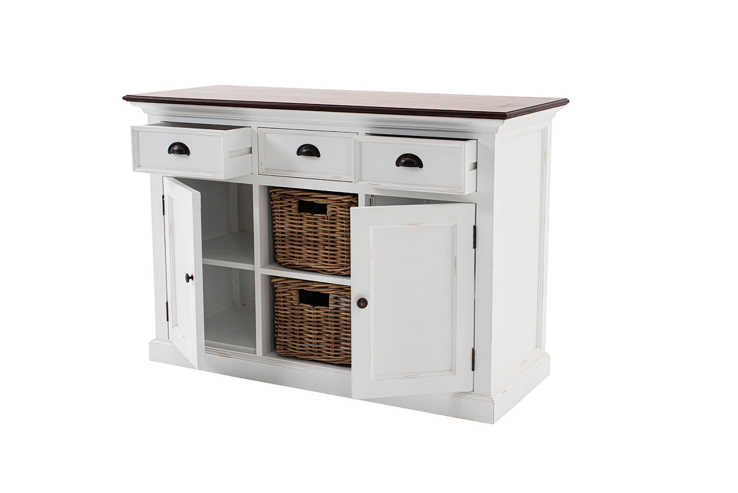 Halifax Sideboard Weiß mit brauner Holzplatte
