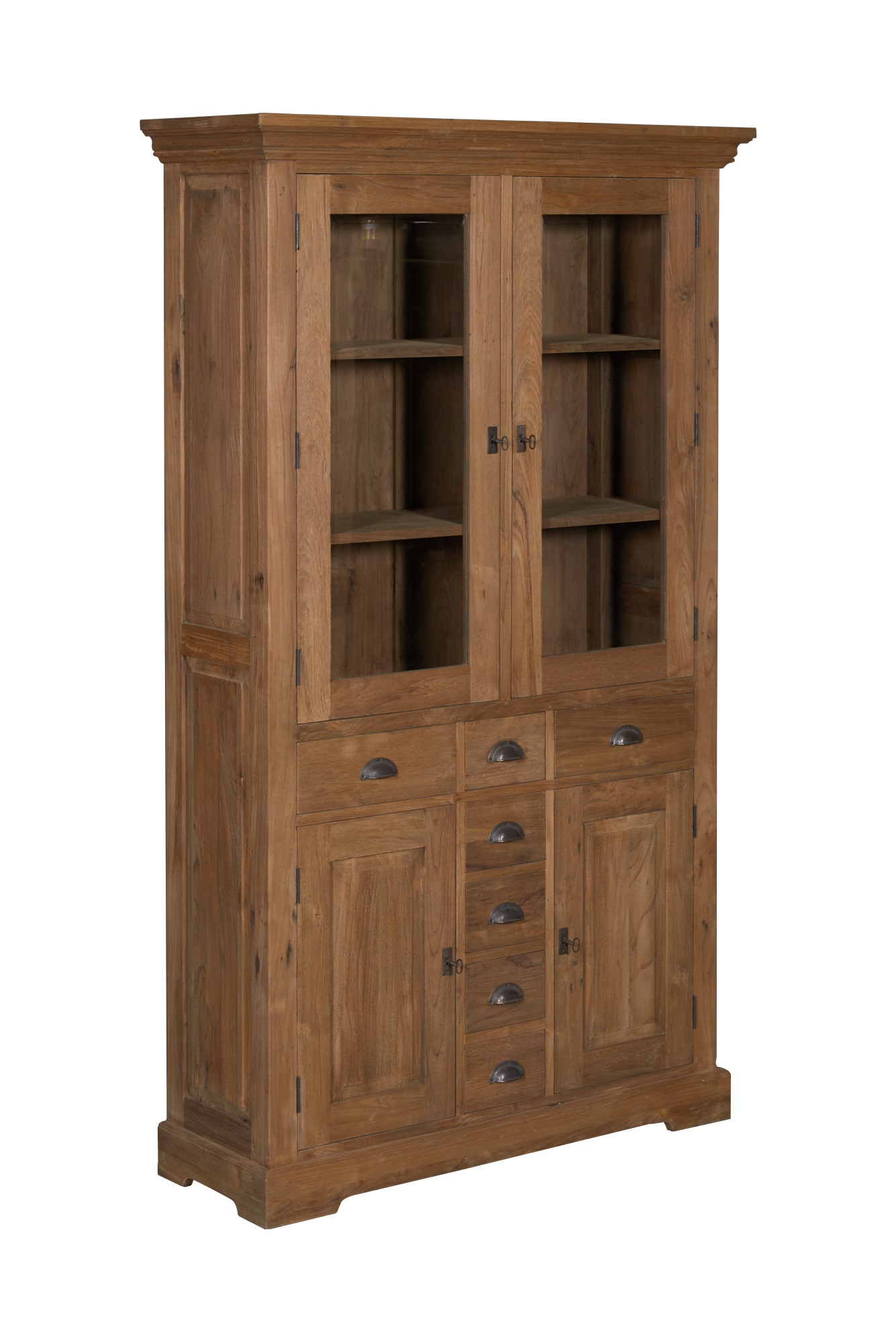 Breite Vitrine Avignon aus recyceltem Teakholz