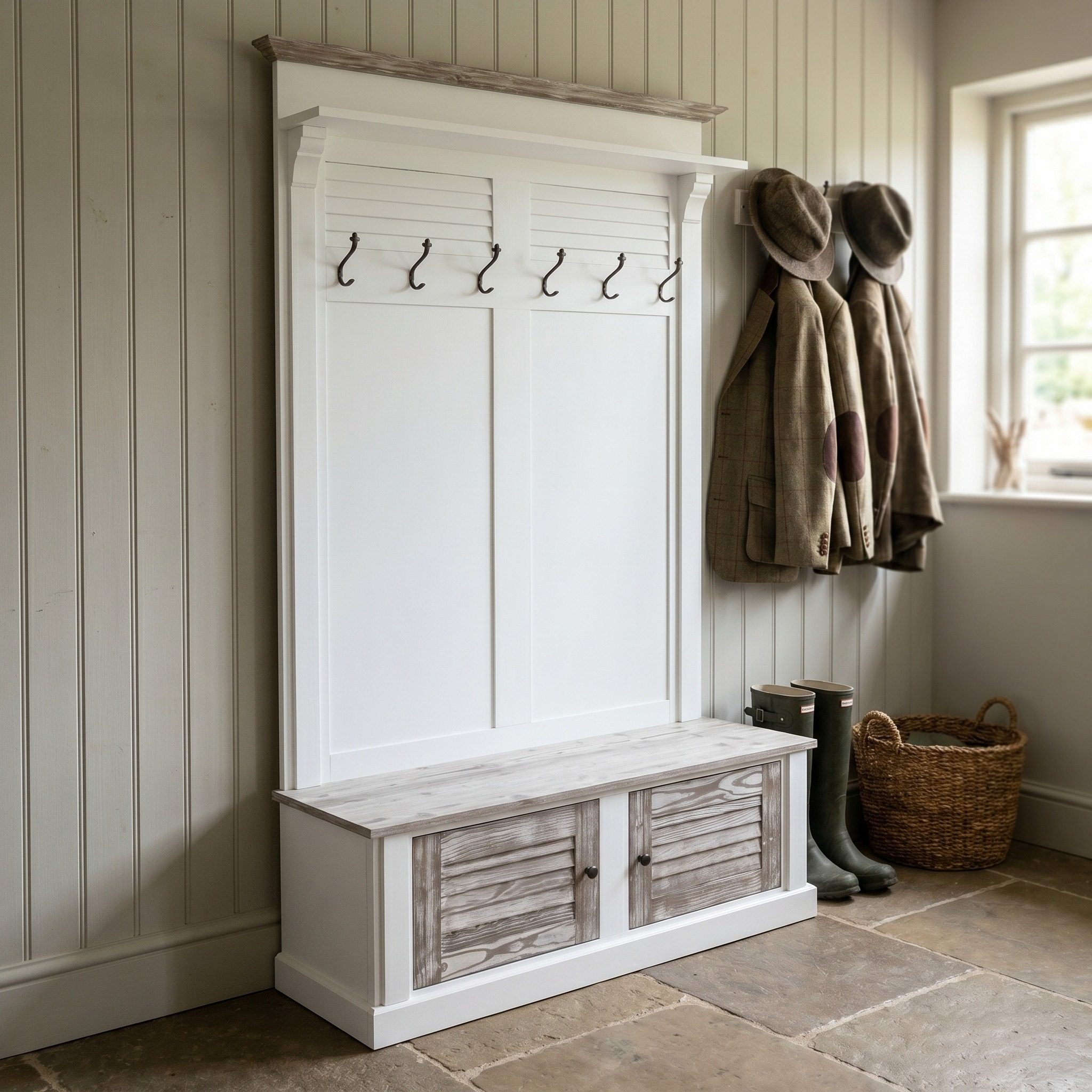 Garderobe Landhaus mit Lamellen - in vielen Farben erhältlich!