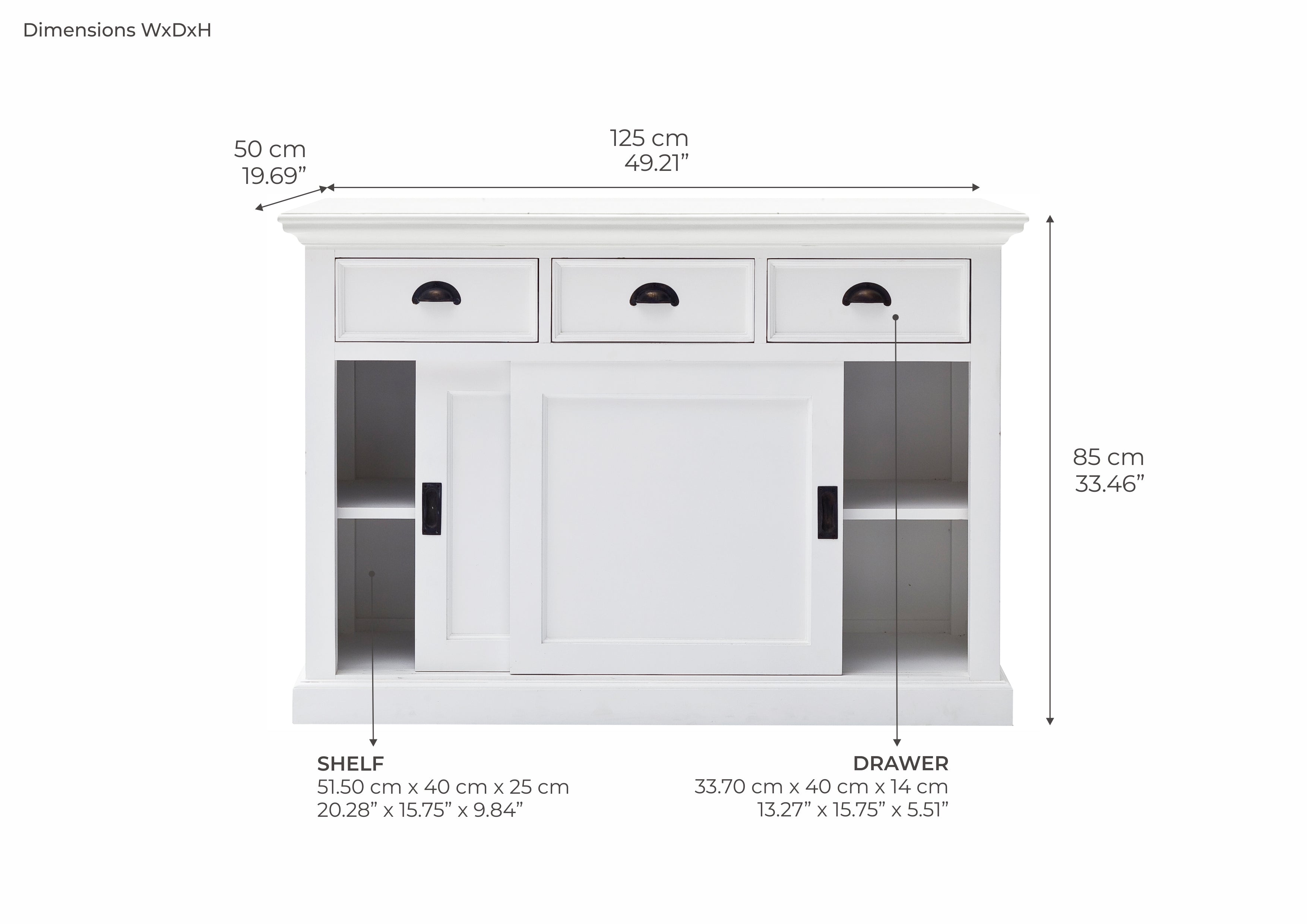 Halifax Sideboard mit Schiebetüren – Weiß