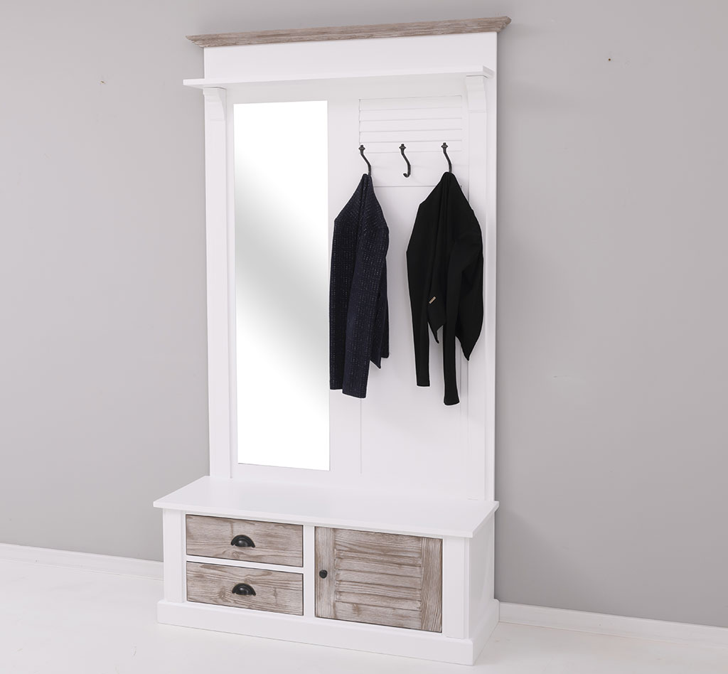 Garderobe im Landhausstil mit Lamellen und Spiegel - in vielen Farben erhältlich!