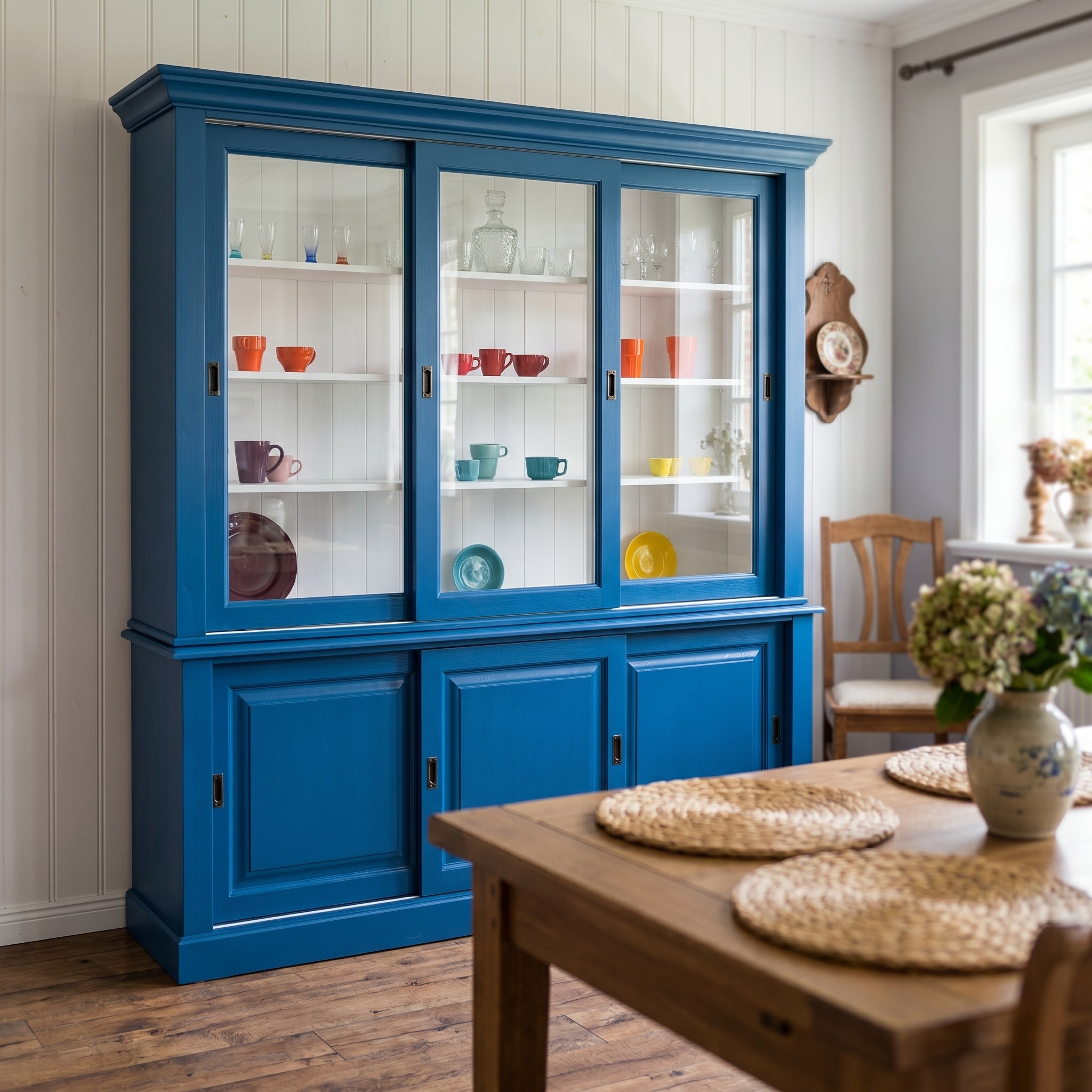 Stilvoller Hochschrank im Shabby Chic - in vielen Farben erhältlich!