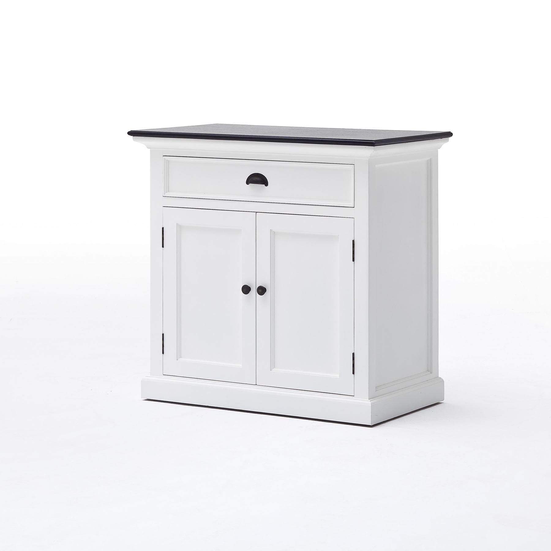 Halifax Contrast Kleines Sideboard – Weiß mit schwarzer Tischplatte