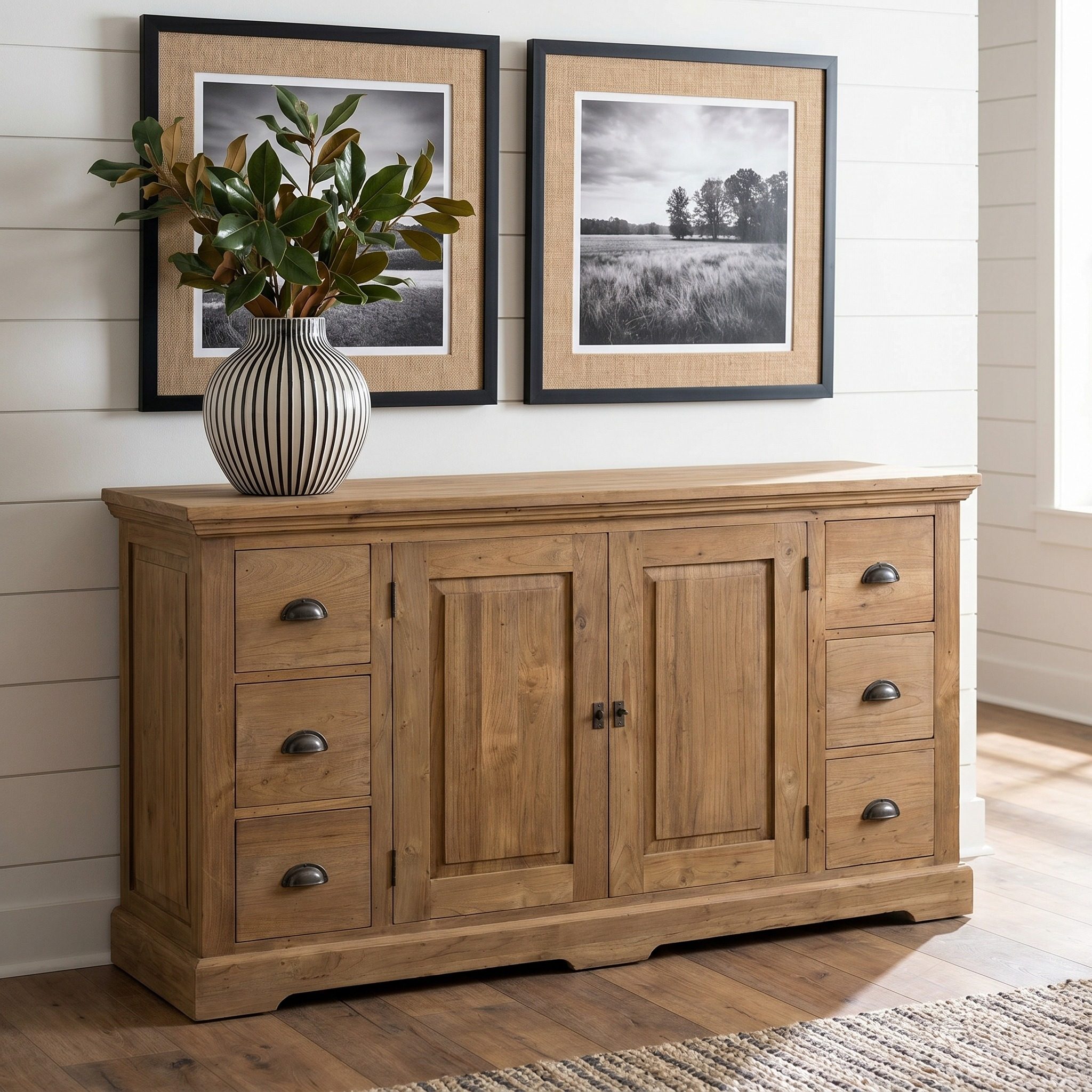 Kompaktes Sideboard Avignon aus recyceltem Teakholz