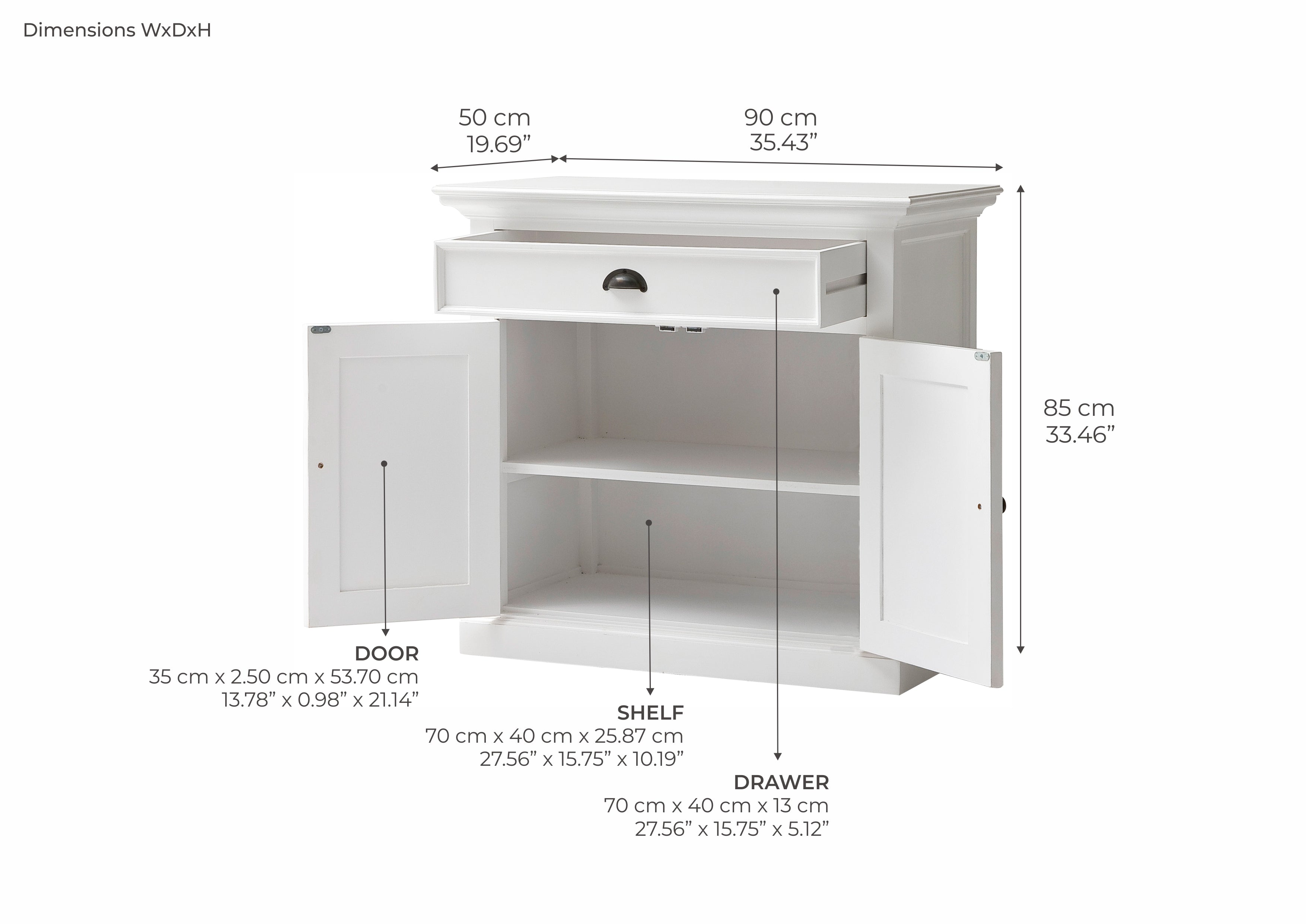 Halifax Small Buffet – Weißes Sideboard im Landhausstil