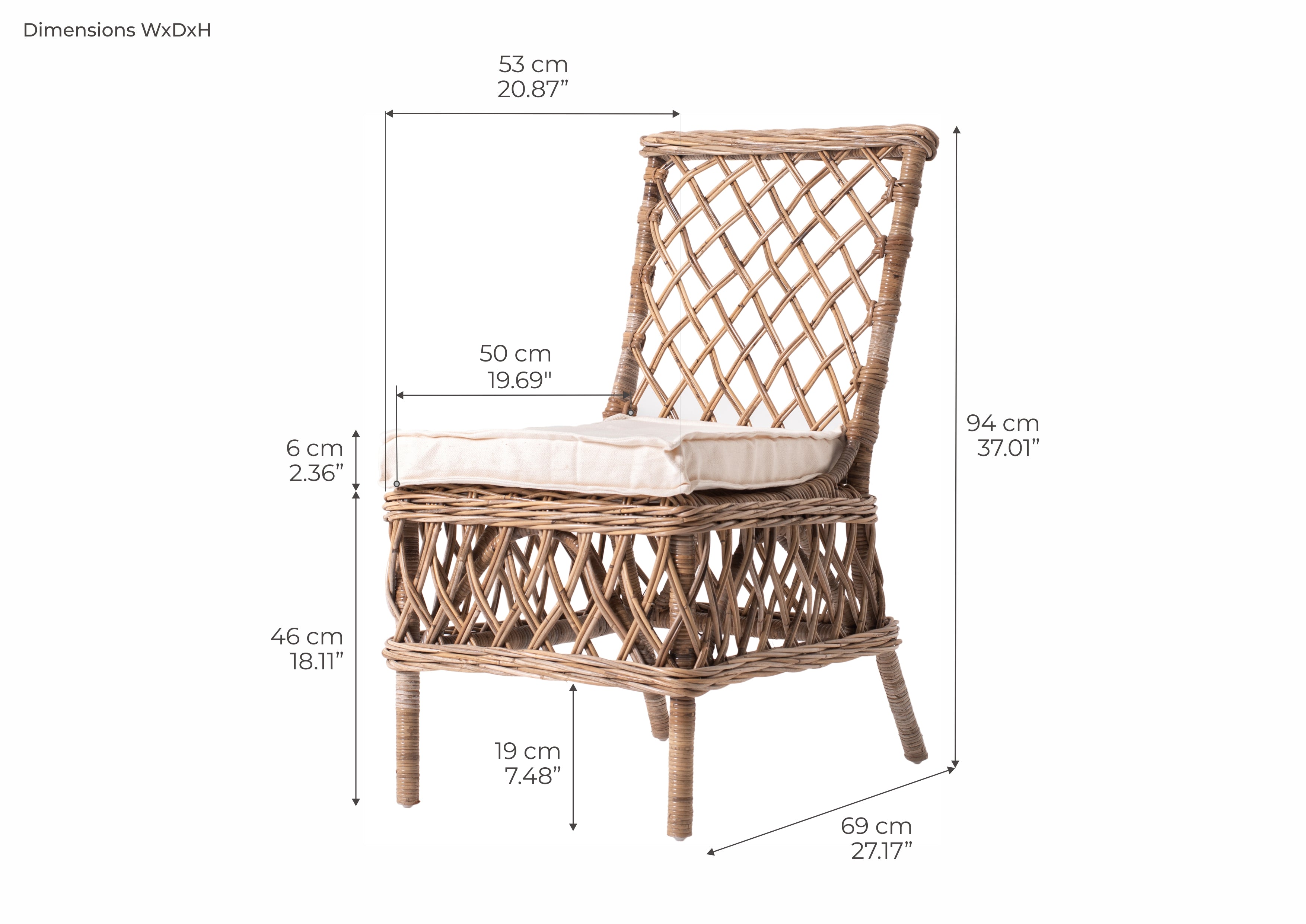 Marquis Esszimmerstuhl aus Kubu-Rattan im 2er-Set