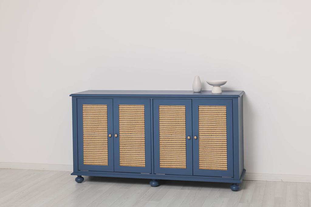 Hochwertiges Sideboard mit 4 Rattan Türen - in vielen Farben erhältlich!