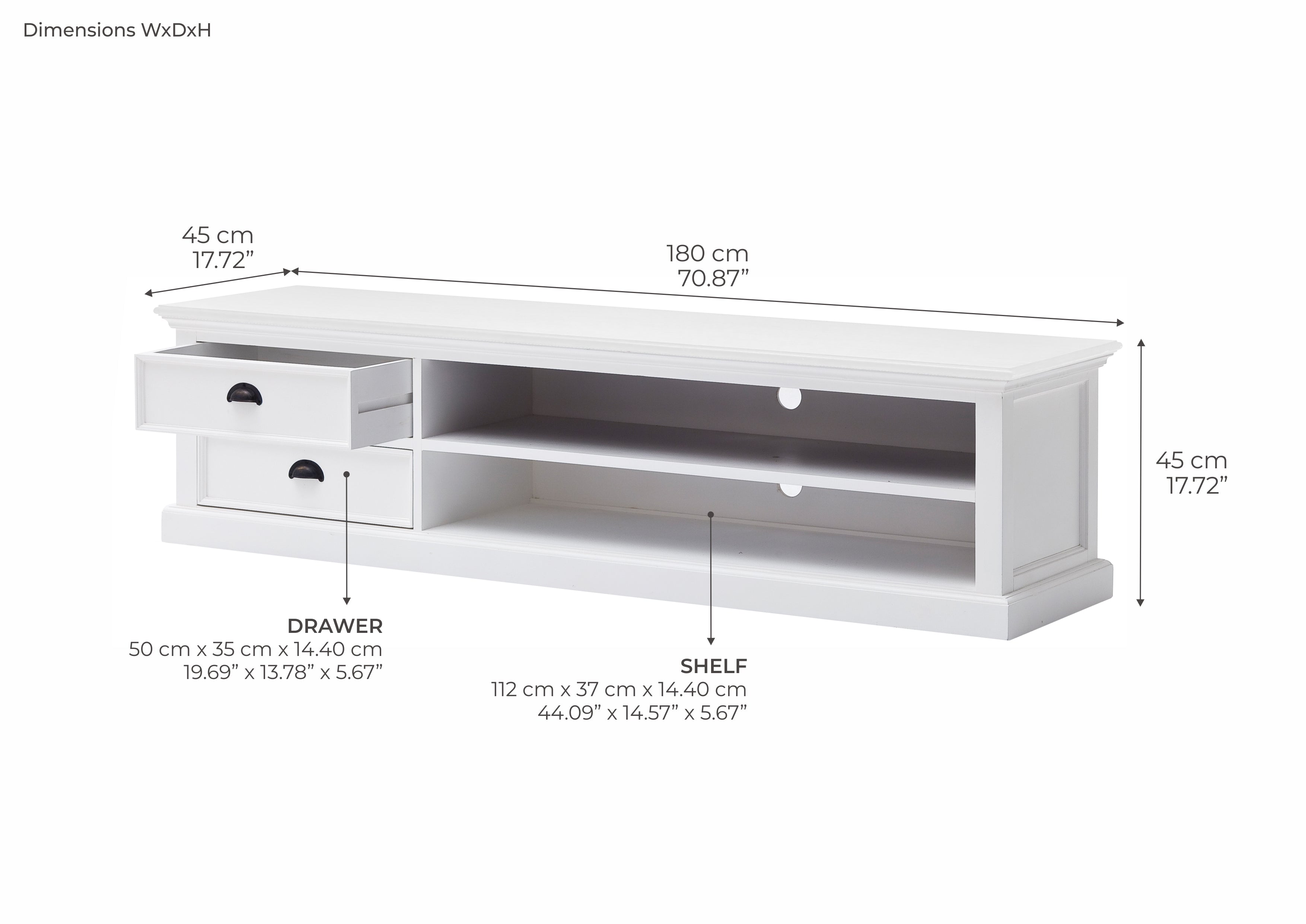 Halifax Lowboard 180 cm – Weiß