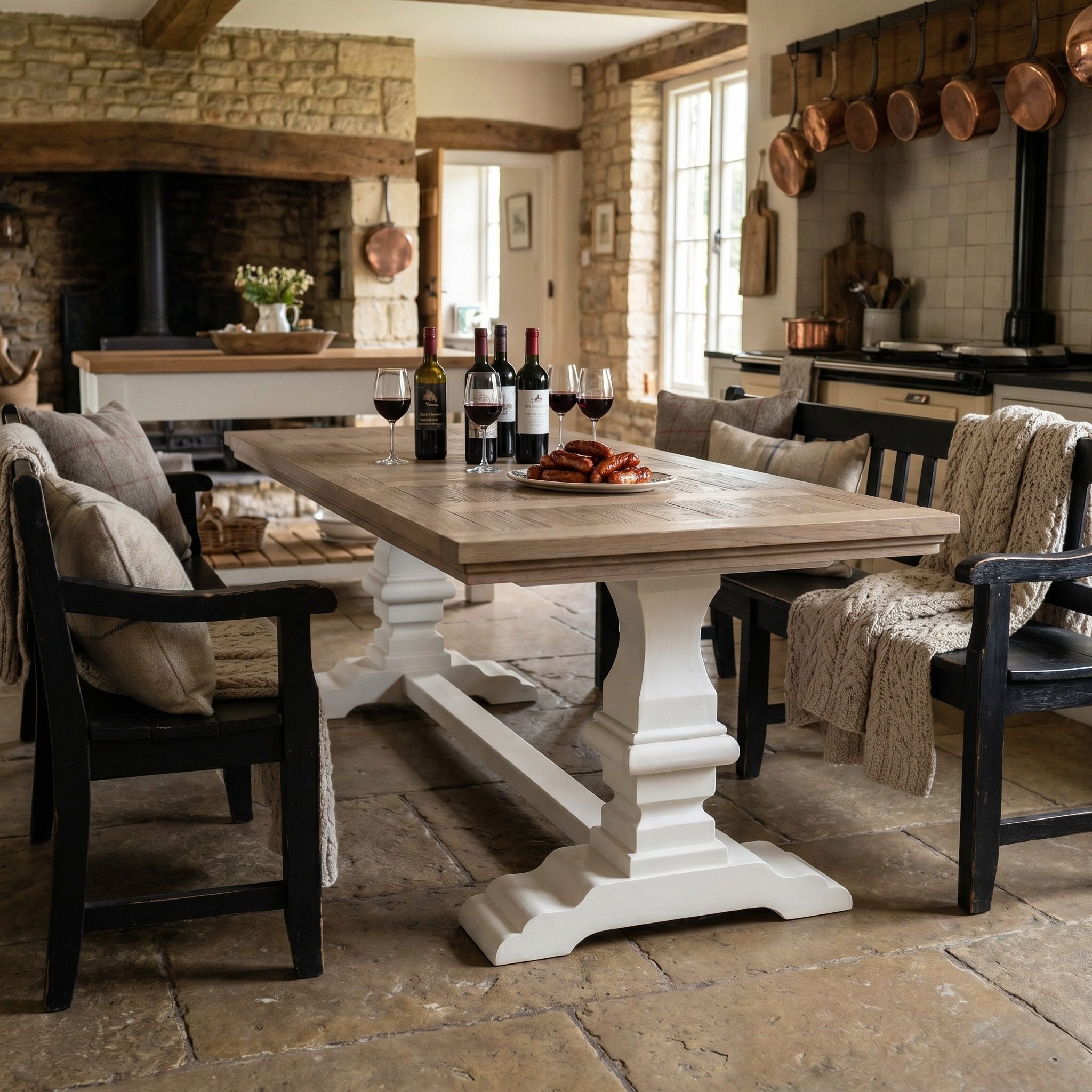 Klostertafel Toscana mit Eichenplatte