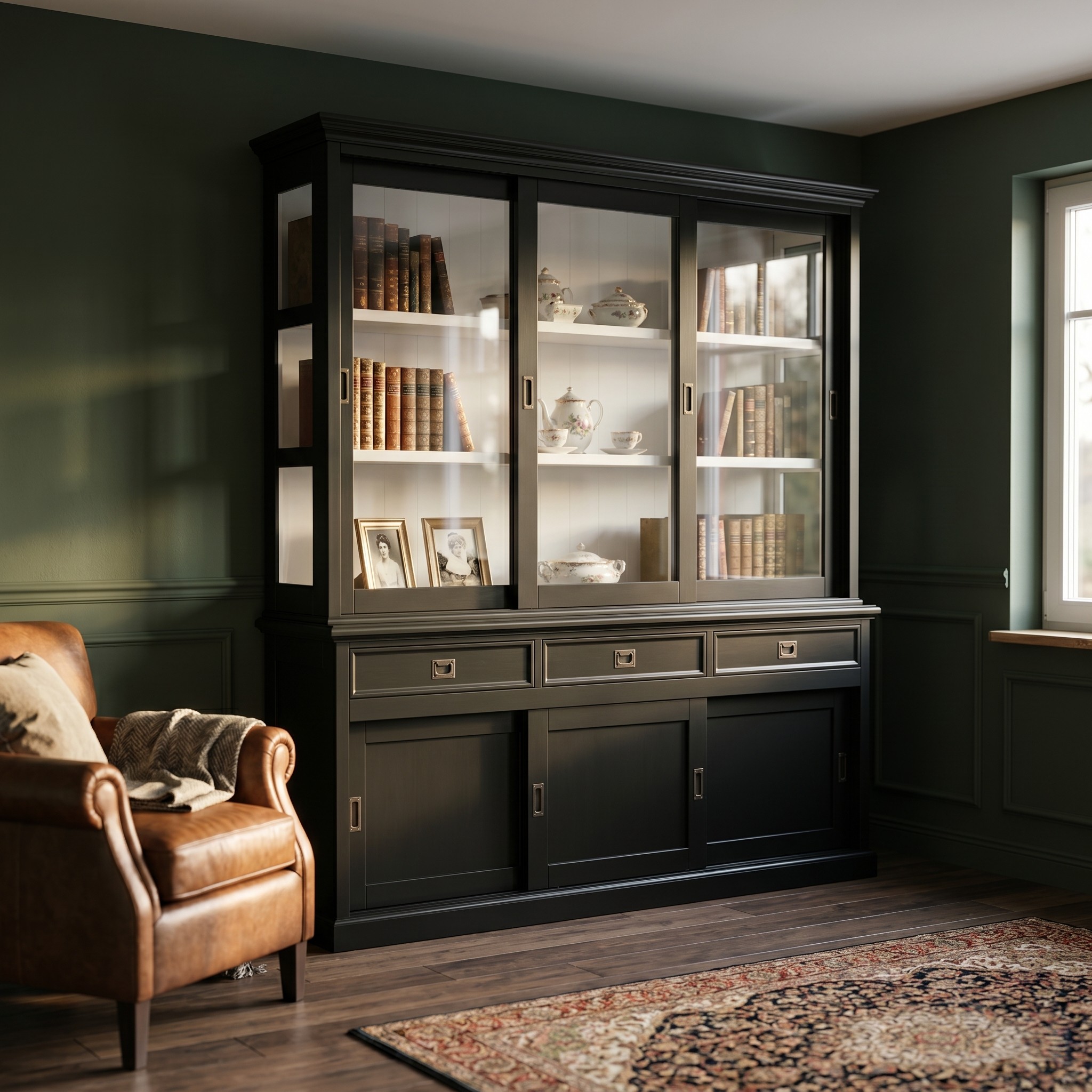 Schicker Buffetschrank mit Schiebetüren in Schwarz-Weiß - auch in anderen Farben erhältlich!
