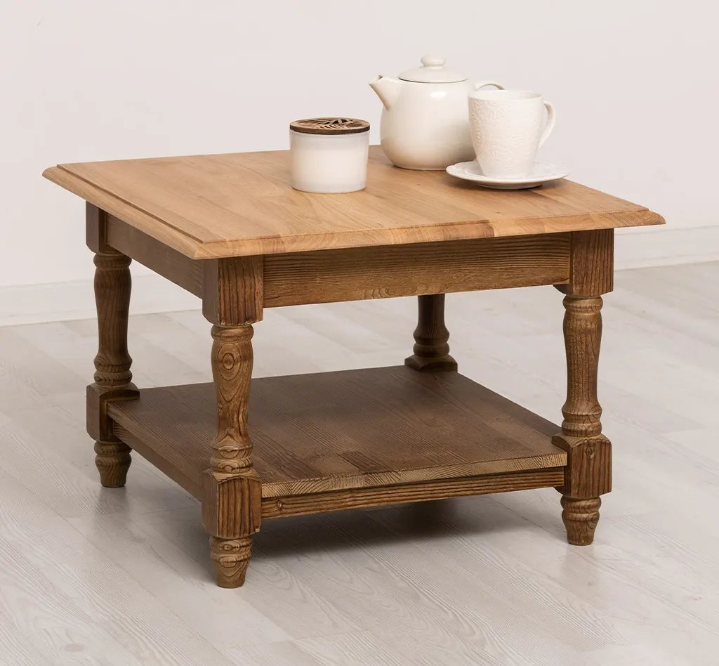 Couchtisch Luberon mit Eichenplatte und Ablage, 65 cm