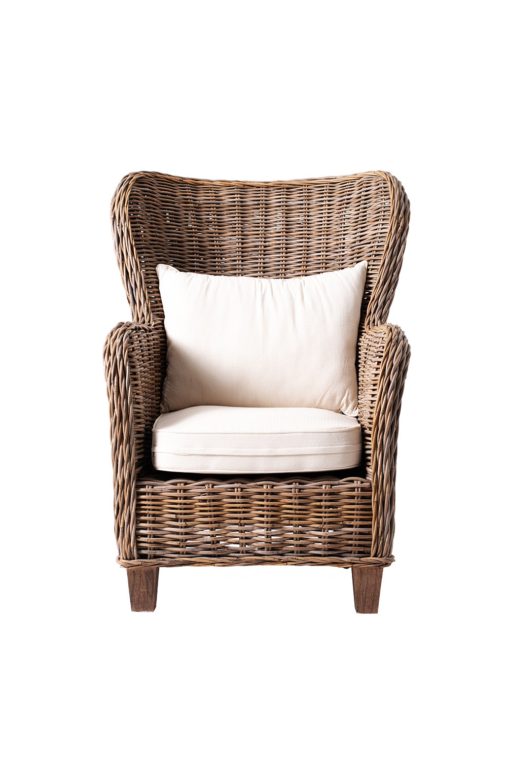 King Kubu Rattan-Armlehnstuhl mit Kissen, 2er-Set