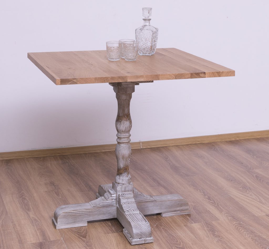 Quadratischer Tisch Luberon mit Eichenplatte, 80 x 80 cm