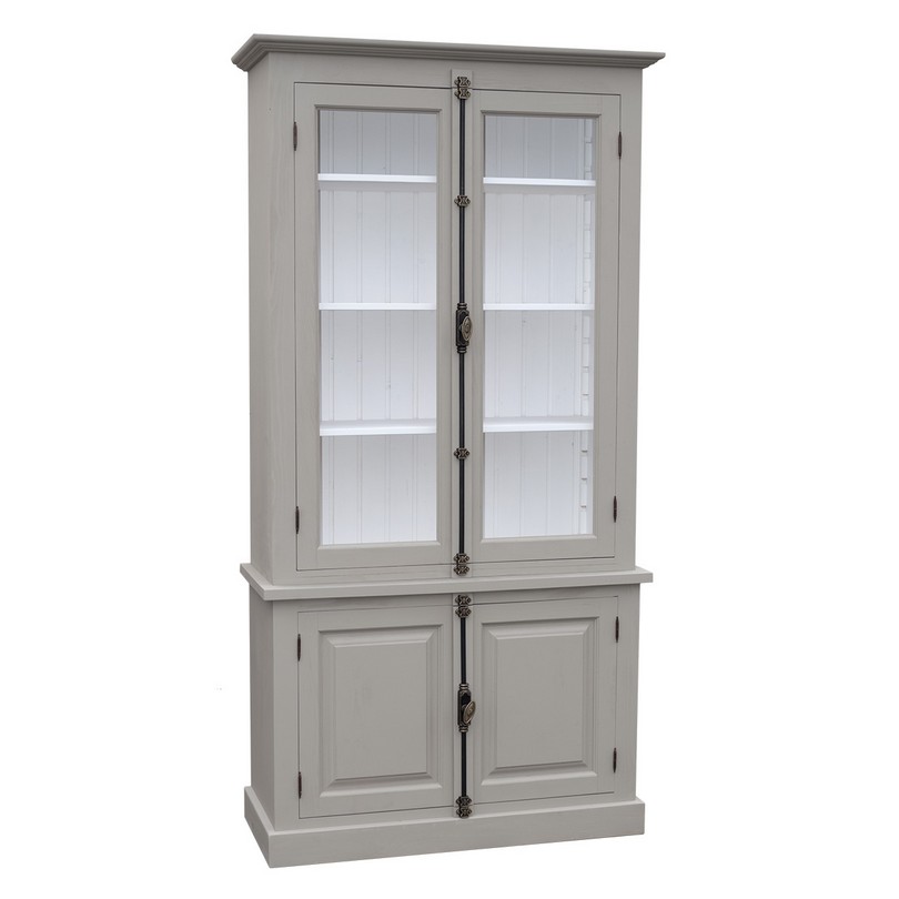 PS409Bas-PS409Sup-P030_P004 Vitrinenschrank mit Stangenschloß im Shabby Chic - in vielen Farben erhältlich!