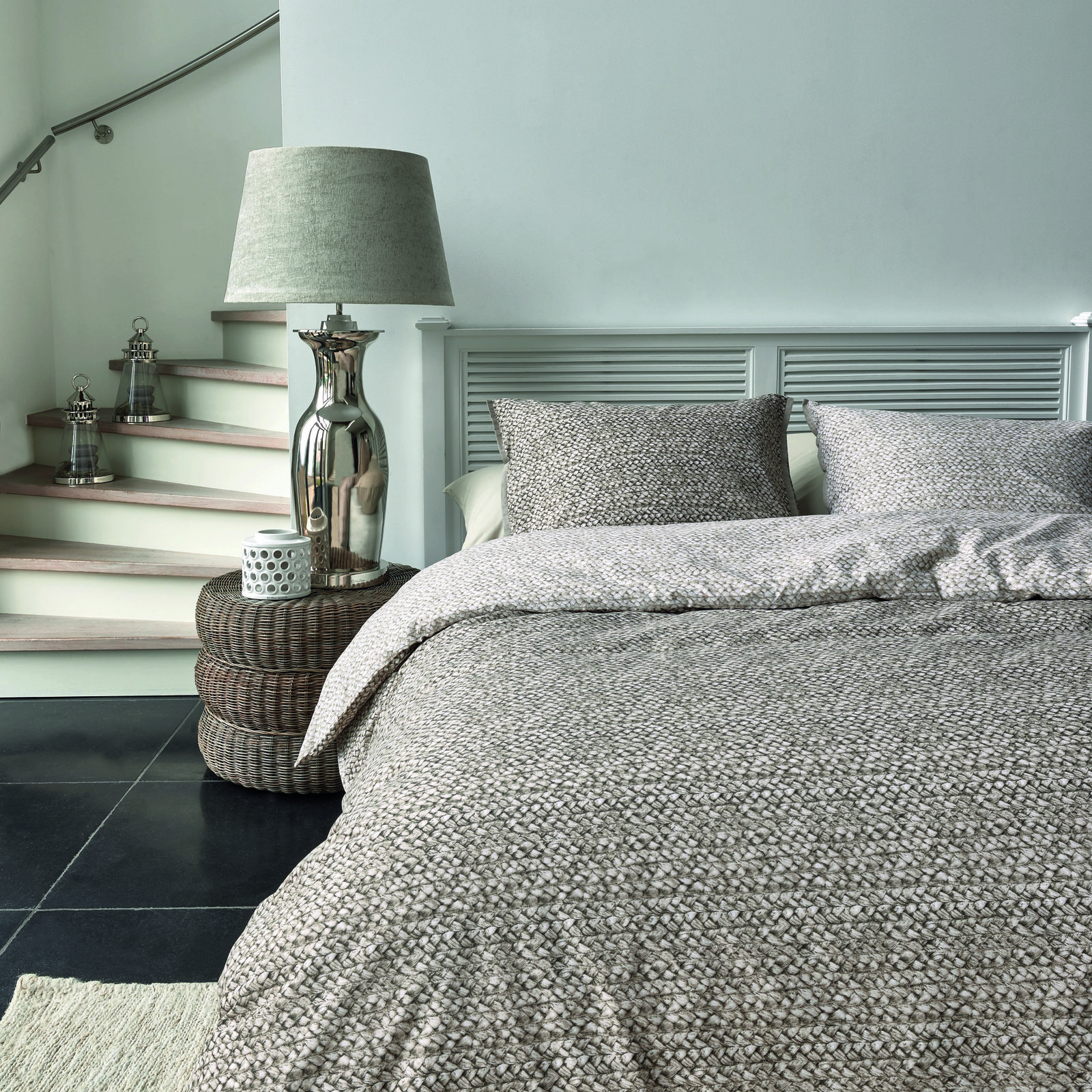 Rustic Rattan Macaron Footstool