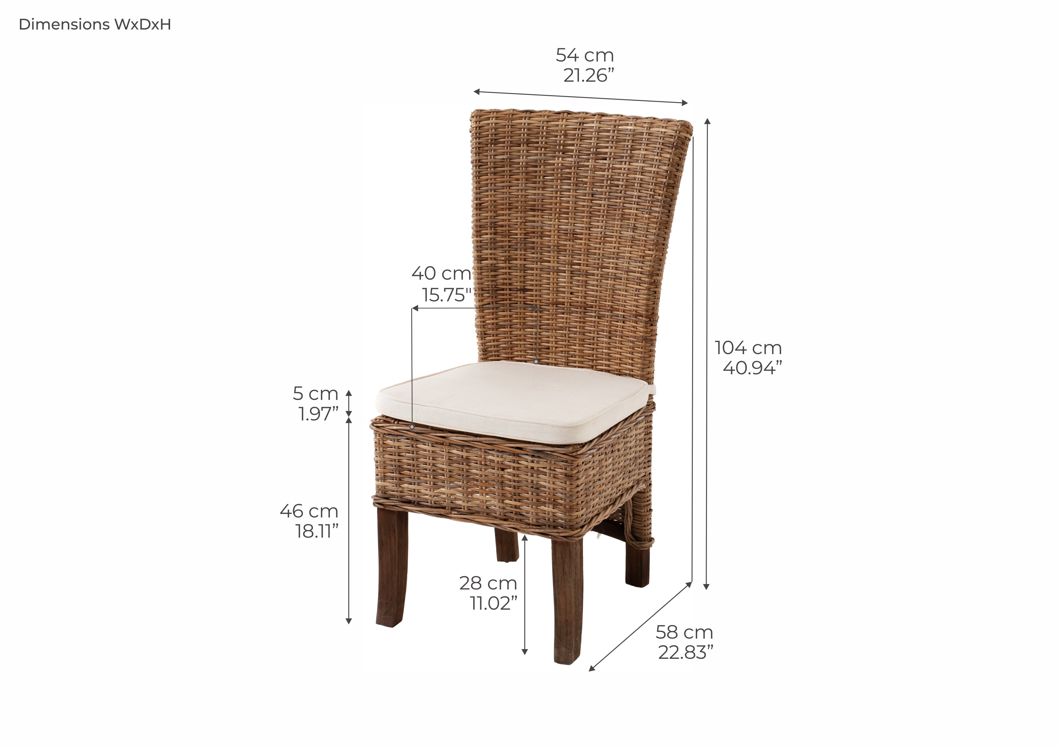 Salsa Esszimmerstuhl aus Kubu-Rattan im 2er-Set