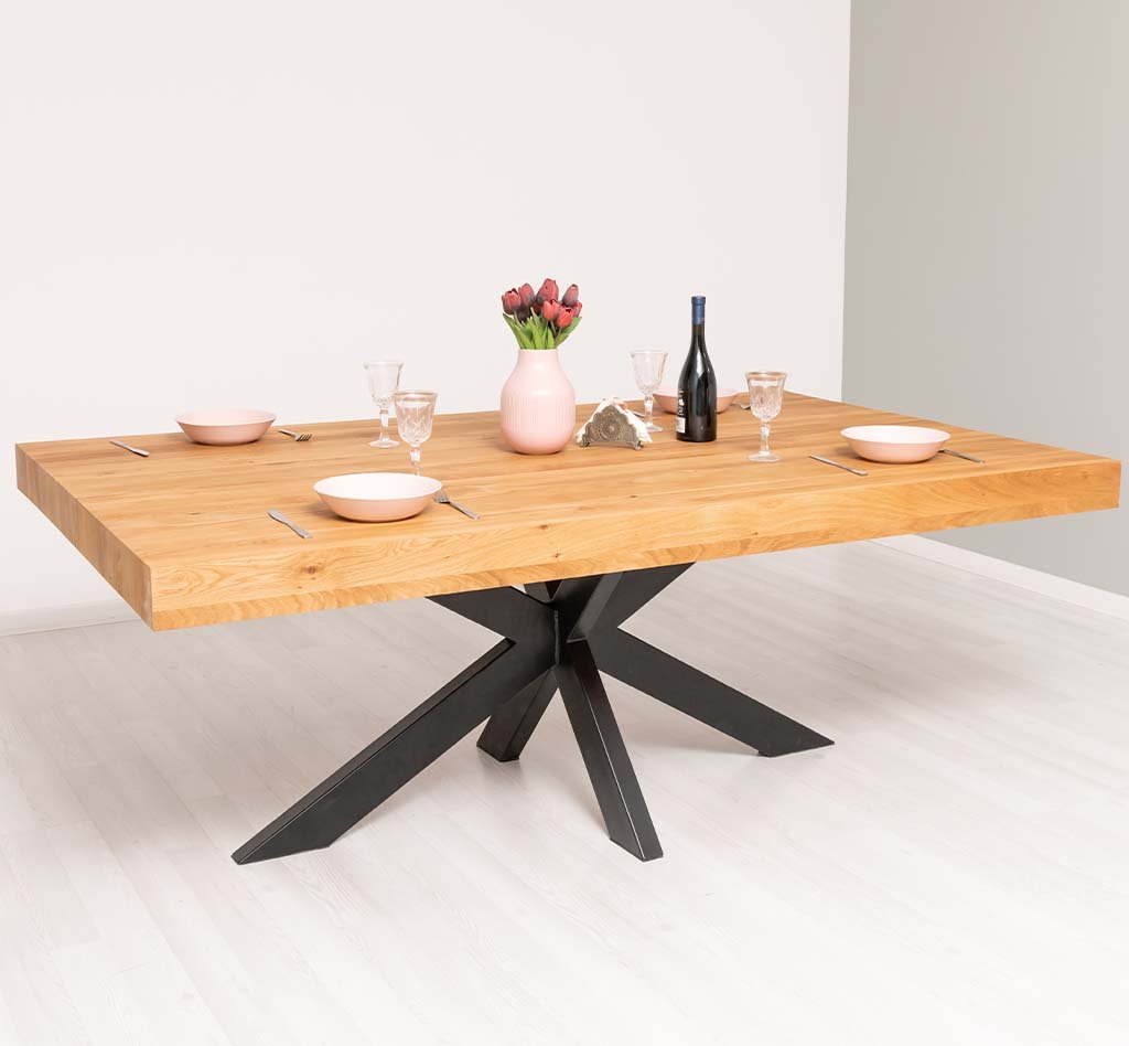 Esstisch Luberon mit Eichenplatte und Metallgestell, 240 x 100 cm
