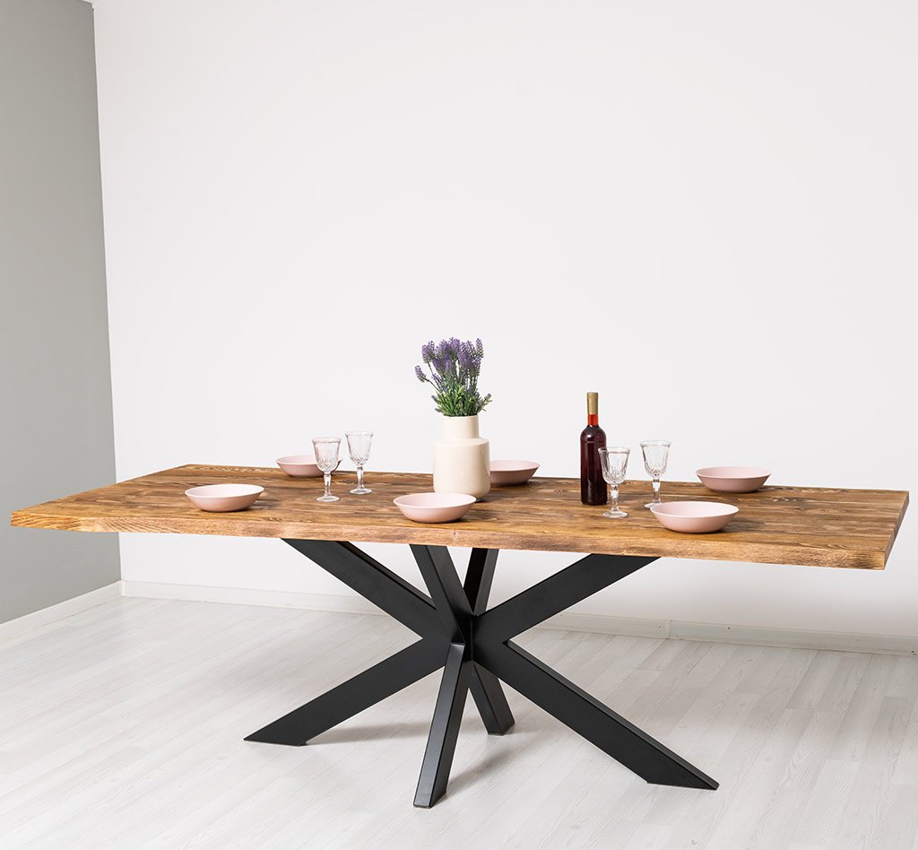 Esstisch Luberon mit Nadelholzplatte und Metallgestell, 210 x 100 cm