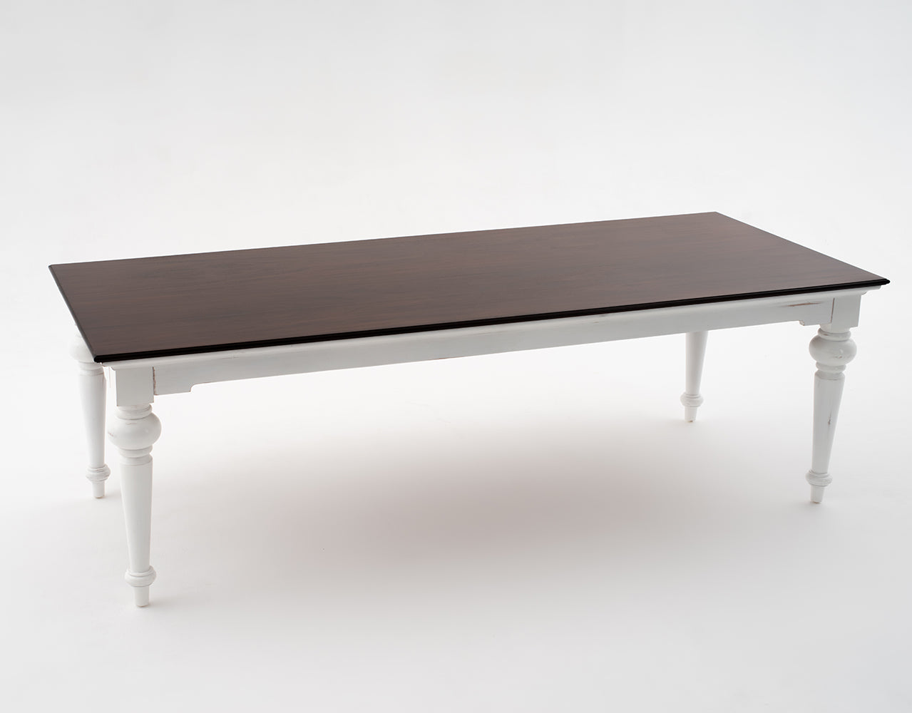 Esstisch Provence Accent 240 cm – Weiß mit dunkelbrauner Tischplatte