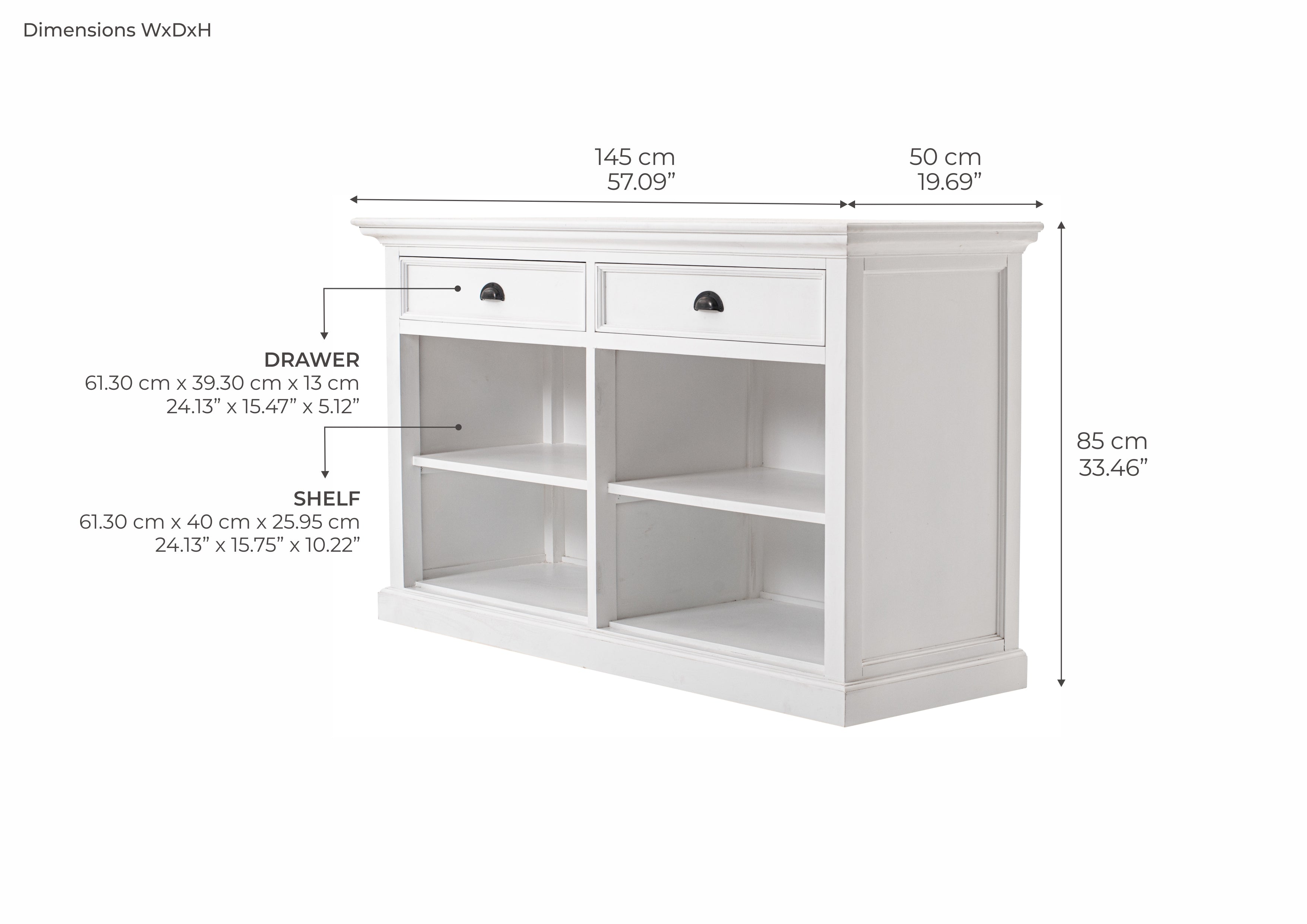 Halifax Sideboard mit 2 Schubladen und 4 Türen